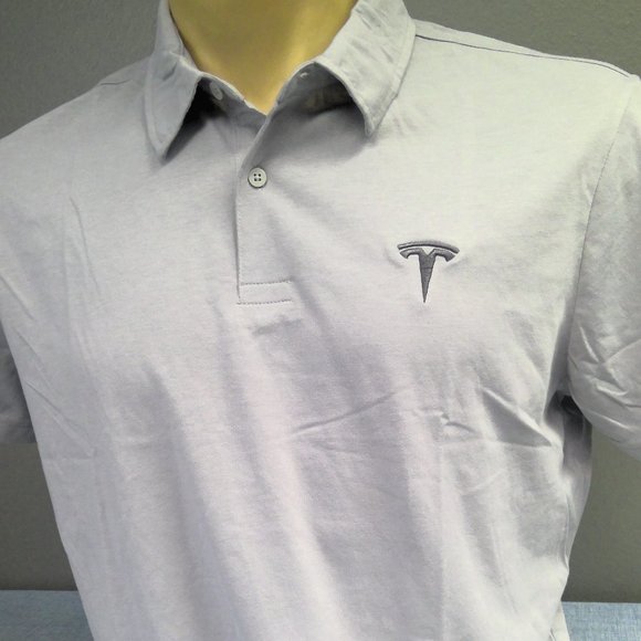 Tesla Motor Co Button Up Long Sleeve Shirt White Embroidered Logo Men's XL - Picture 2 of 7